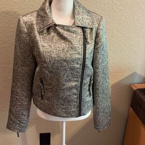 Fully lined black and silver moto jacket.  Like new